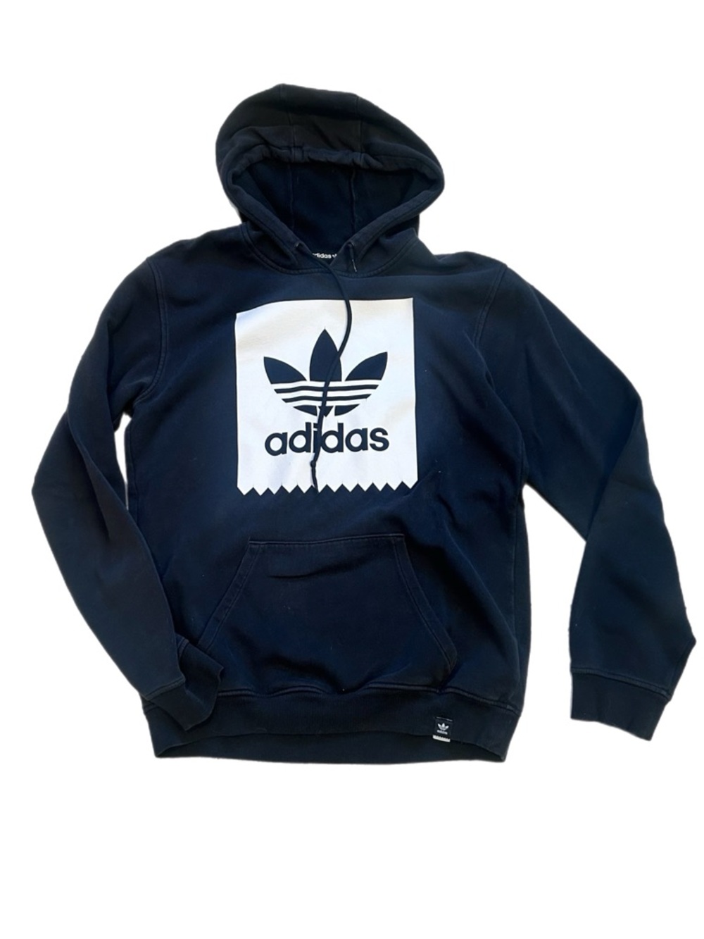 adidas Black Crewneck Hoodie with White Trefoil Graphic